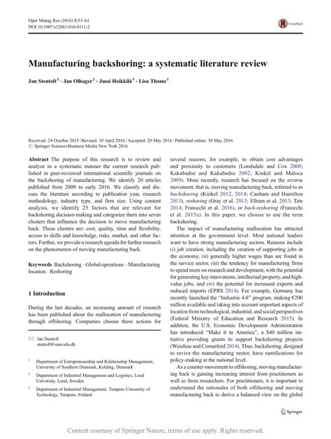 metal fabrication backshoring|manufacturing backshoring literature review.